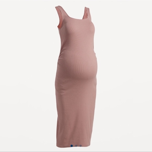 Old Navy Dresses & Skirts - Maternity Fitted Sleeveless Square-Neck Rib-Knit Midi Dress